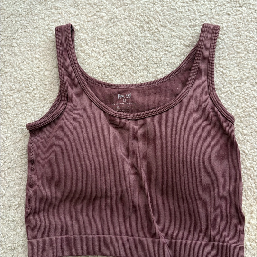 Ribbed Cropped Tank Top in Mauve